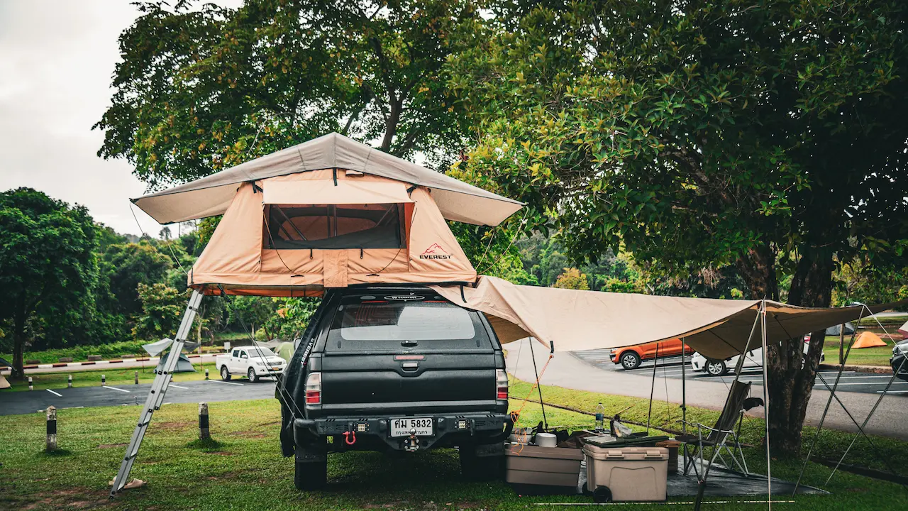 Pickup Truck with Camping Tent 