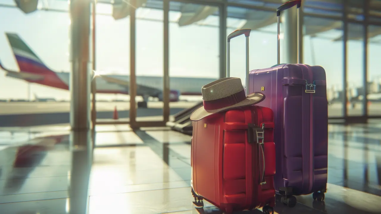 Travel Luggage at Airport Terminal 